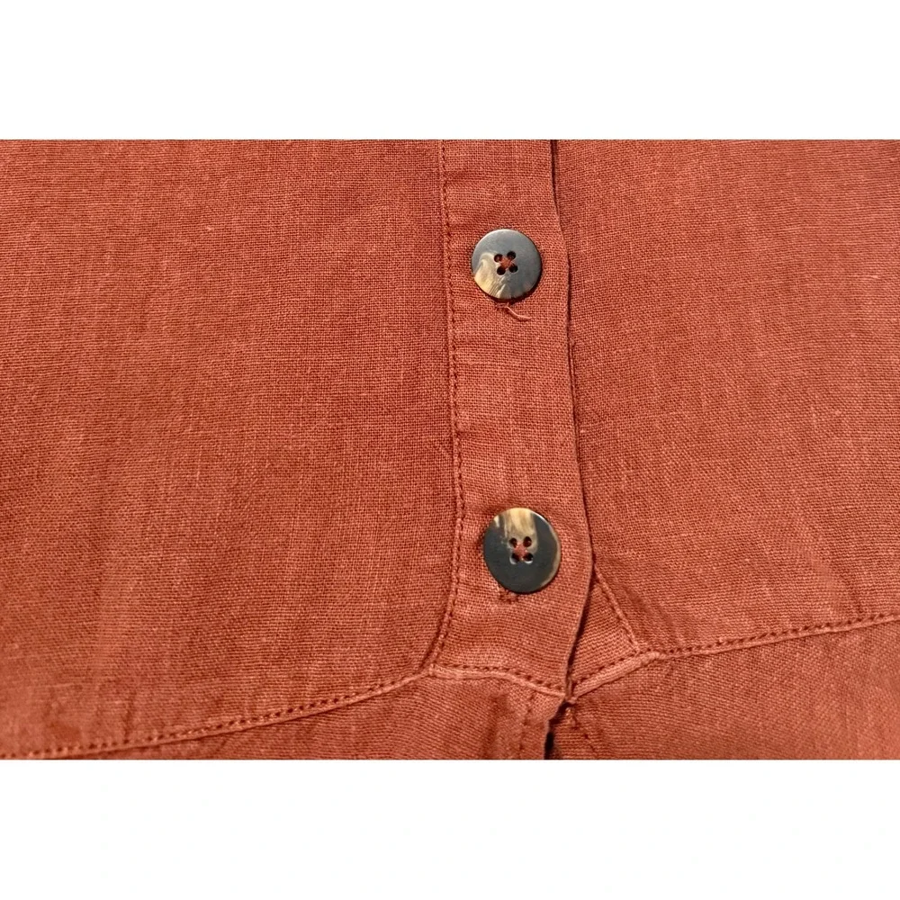Free People Linen Blend Side Slit Midi Skirt - Women's 2 - Terracotta Rust Boho